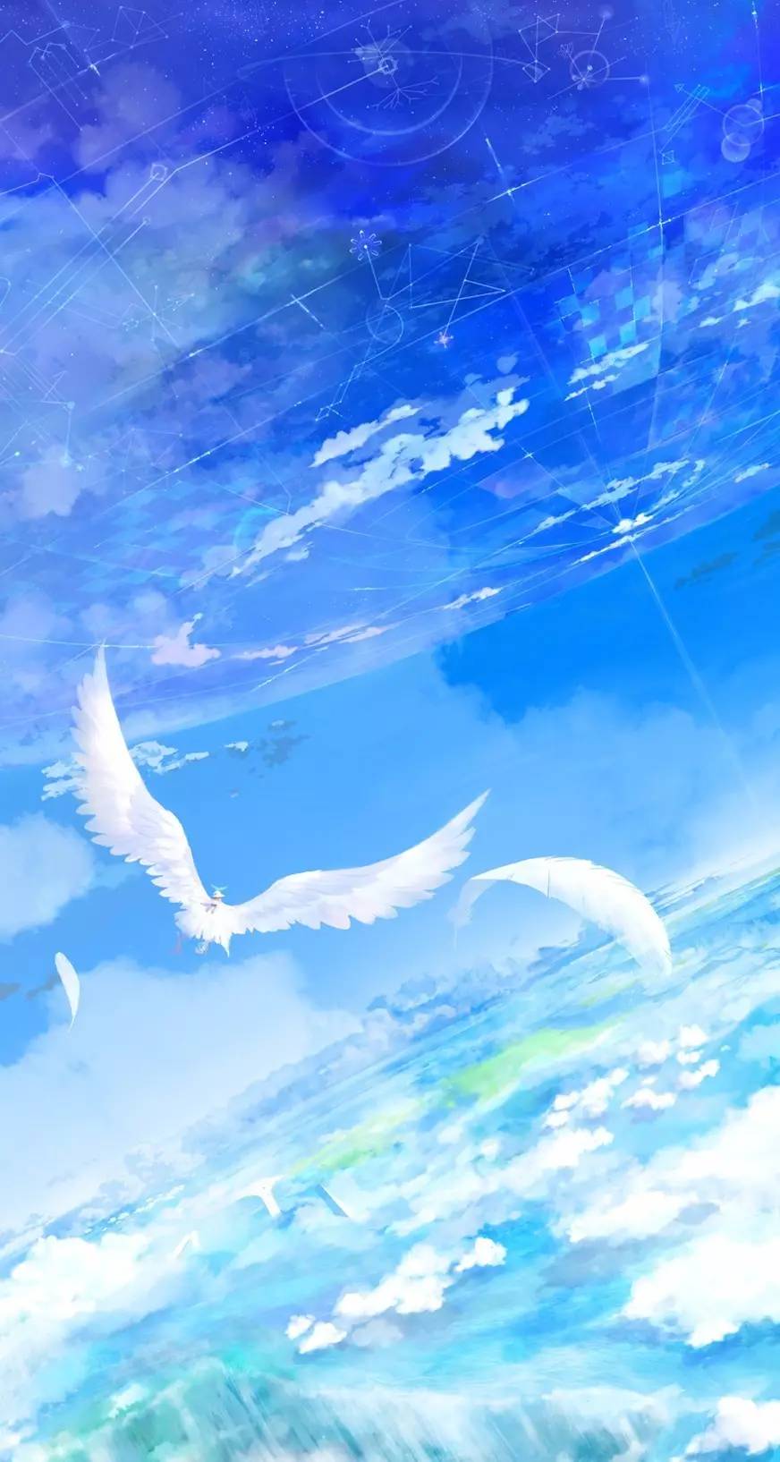 アニメの肖像画の壁紙,空,雰囲気,昼間,雲,水