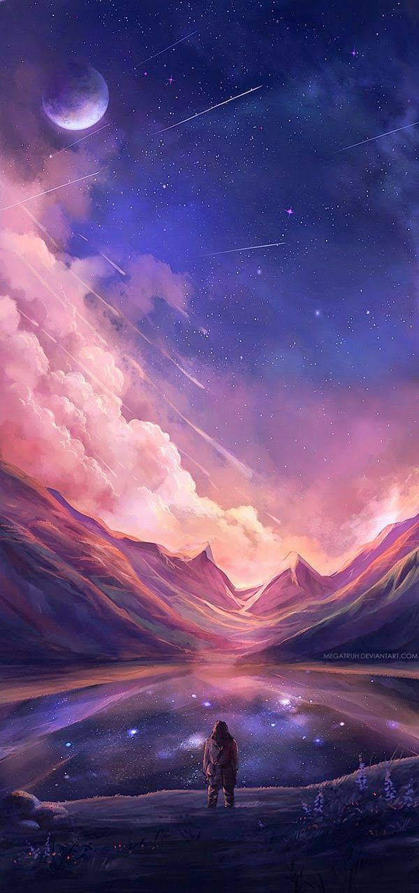 fond d'écran portrait anime,ciel,la nature,violet,nuage,violet
