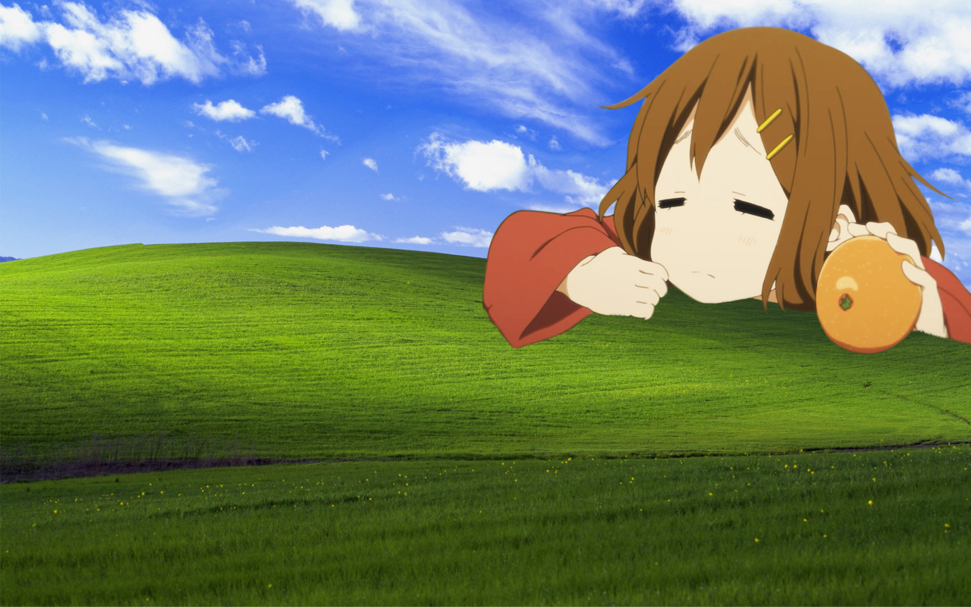 windows anime wallpaper,animated cartoon,cartoon,grass,anime,sky