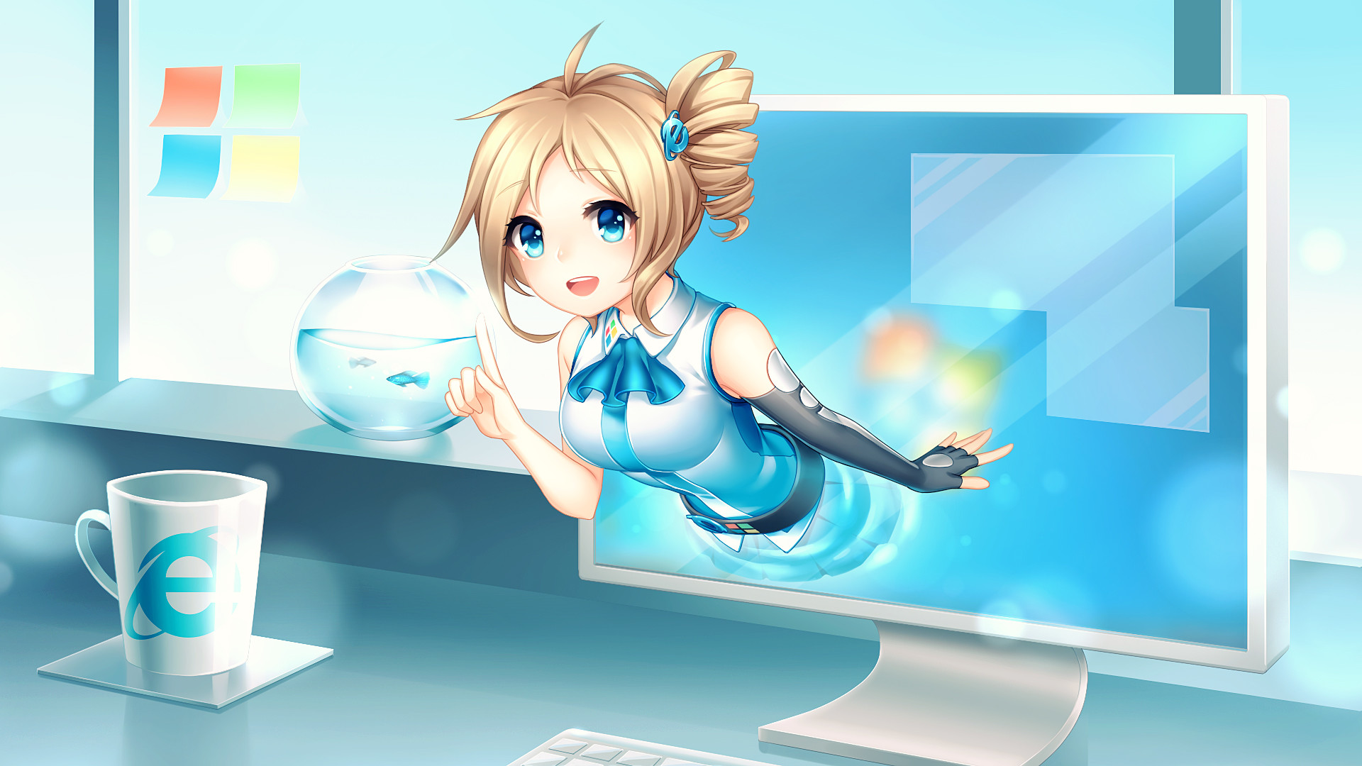 windows anime wallpaper,cartoon,technology,electronic device,anime,games