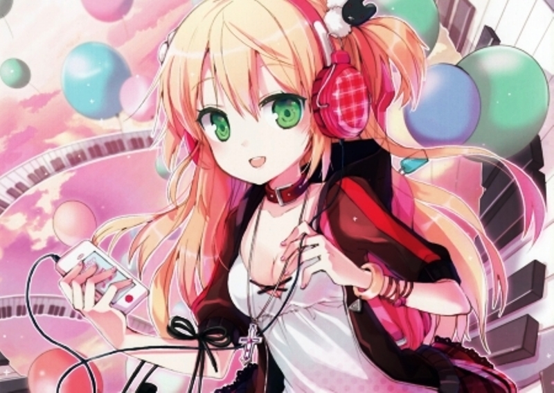 wallpaper anime jepang,cartoon,anime,audio equipment,cg artwork,pink