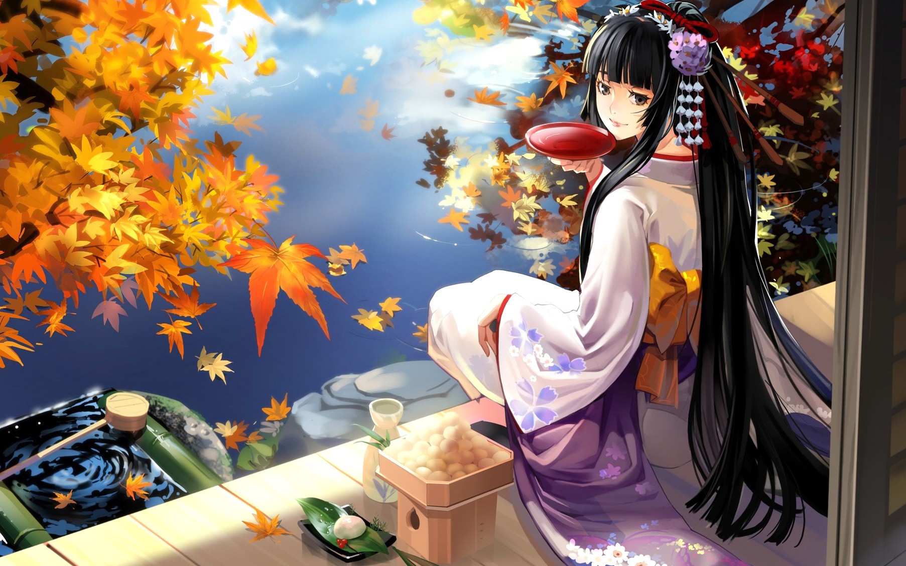 wallpaper anime jepang,cg artwork,anime,sky,art,black hair