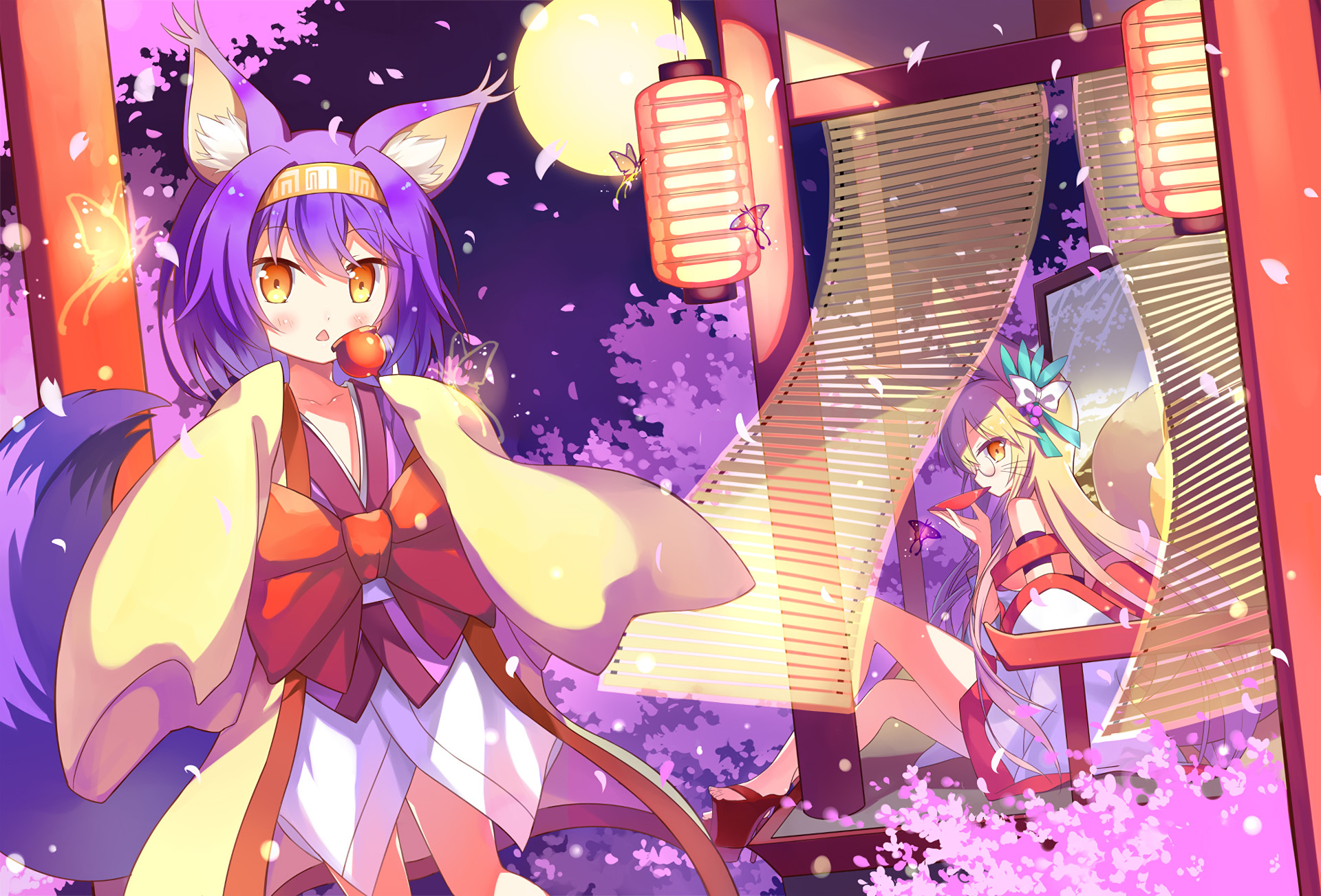 anime gaming wallpaper,karikatur,anime,cg kunstwerk,schwarzes haar,hime cut