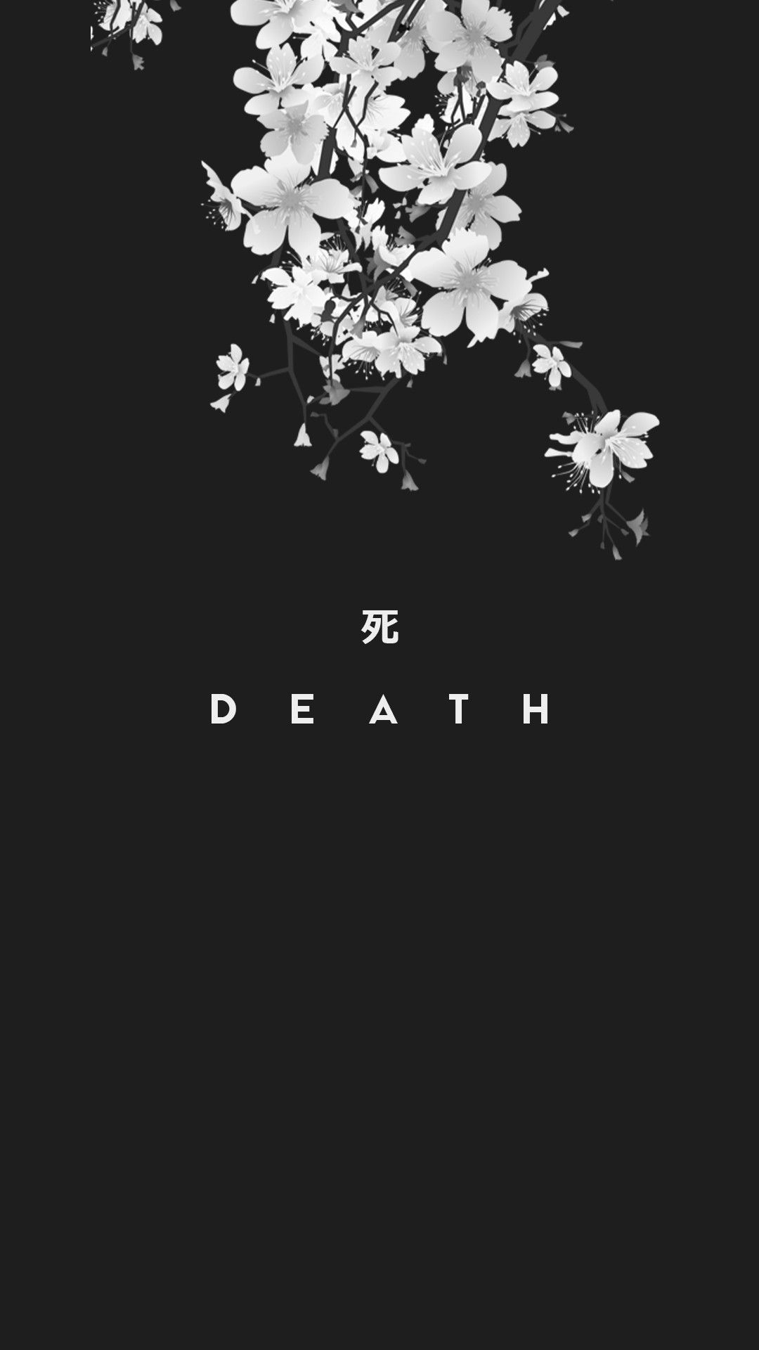 fond d'écran smartphone anime,noir et blanc,police de caractère,fleur,plante,illustration