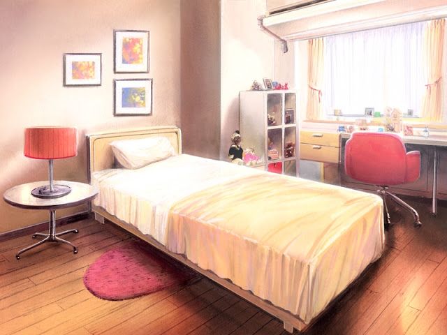 fond d'écran de chambre anime,chambre,meubles,lit,chambre,drap de lit