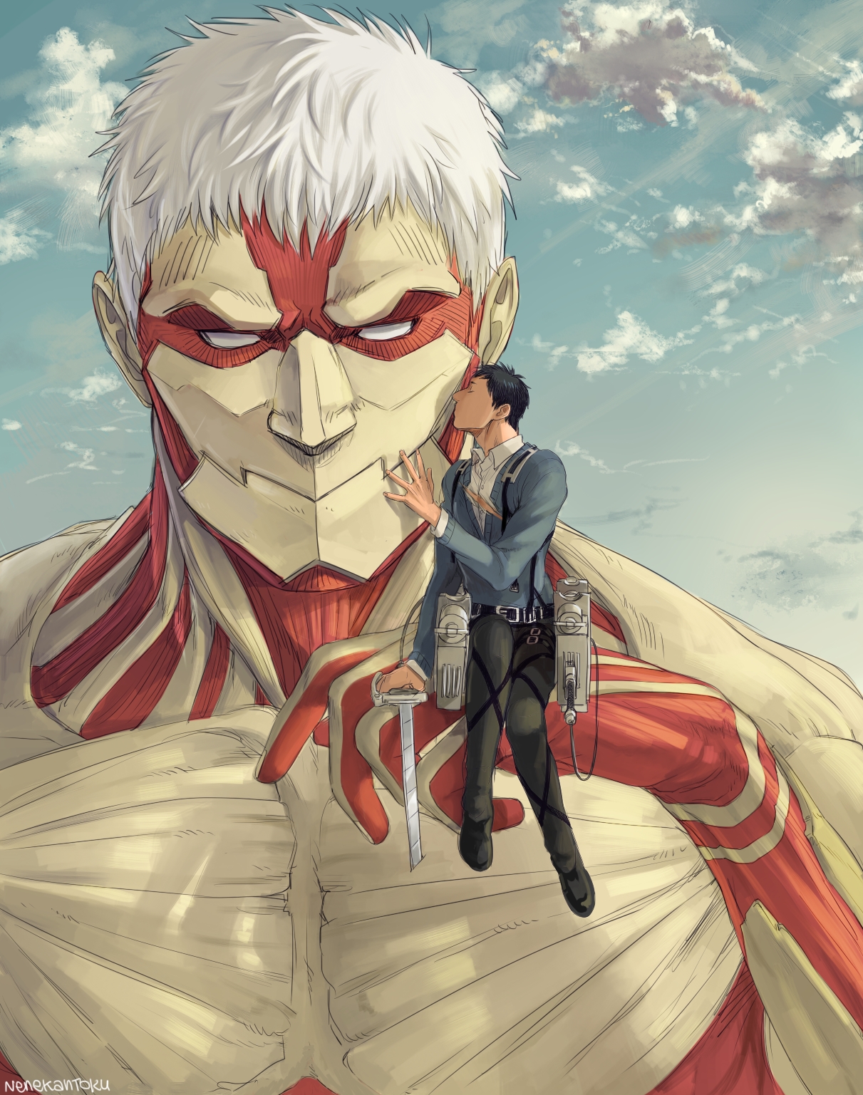 shingeki no kyojin iphone wallpaper,cartoon,anime,fictional character,cg artwork,illustration