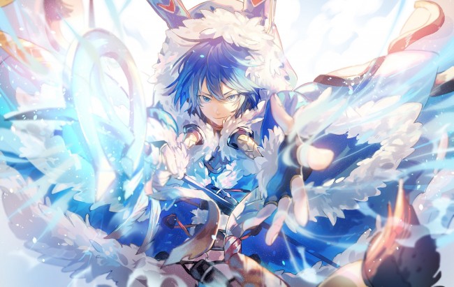 blue anime wallpaper,anime,cg artwork,cartoon,sky,long hair