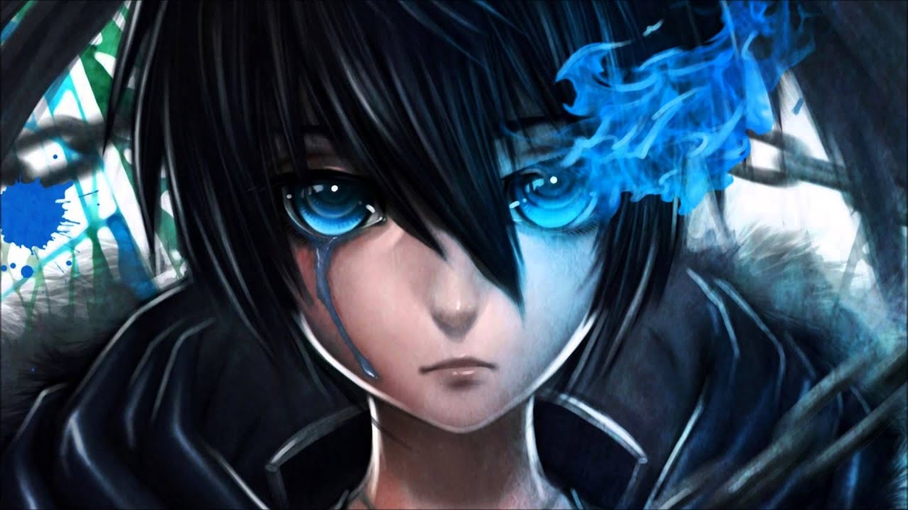 fond d'écran anime bleu,oeuvre de cg,dessin animé,anime,cheveux noirs,cool