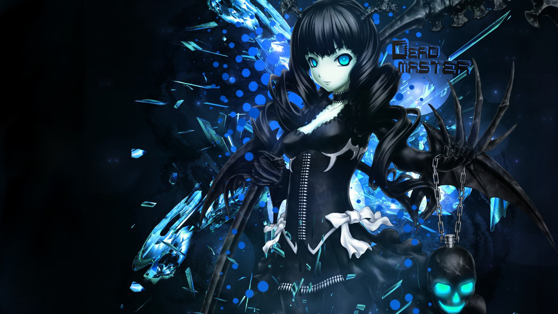 blue anime wallpaper,cg artwork,anime,black hair,darkness,graphic design