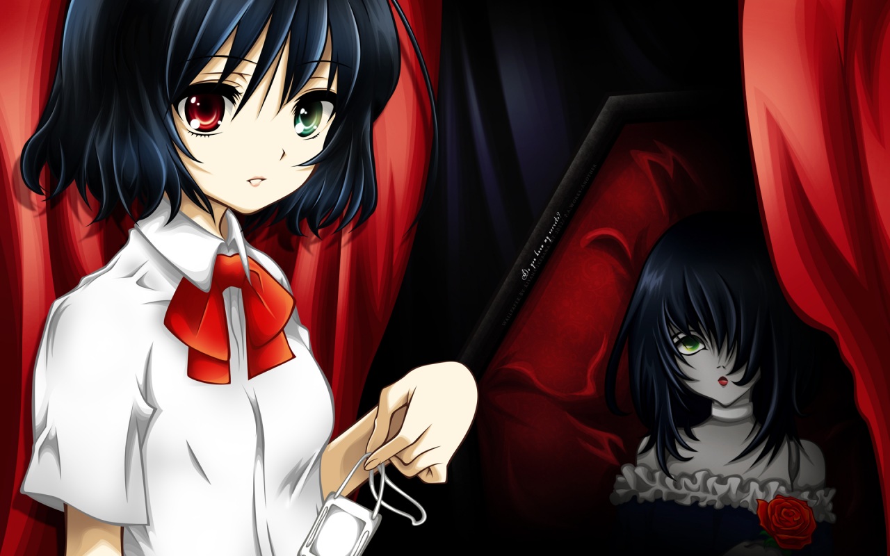 another anime wallpaper,cartoon,anime,red,cg artwork,black hair