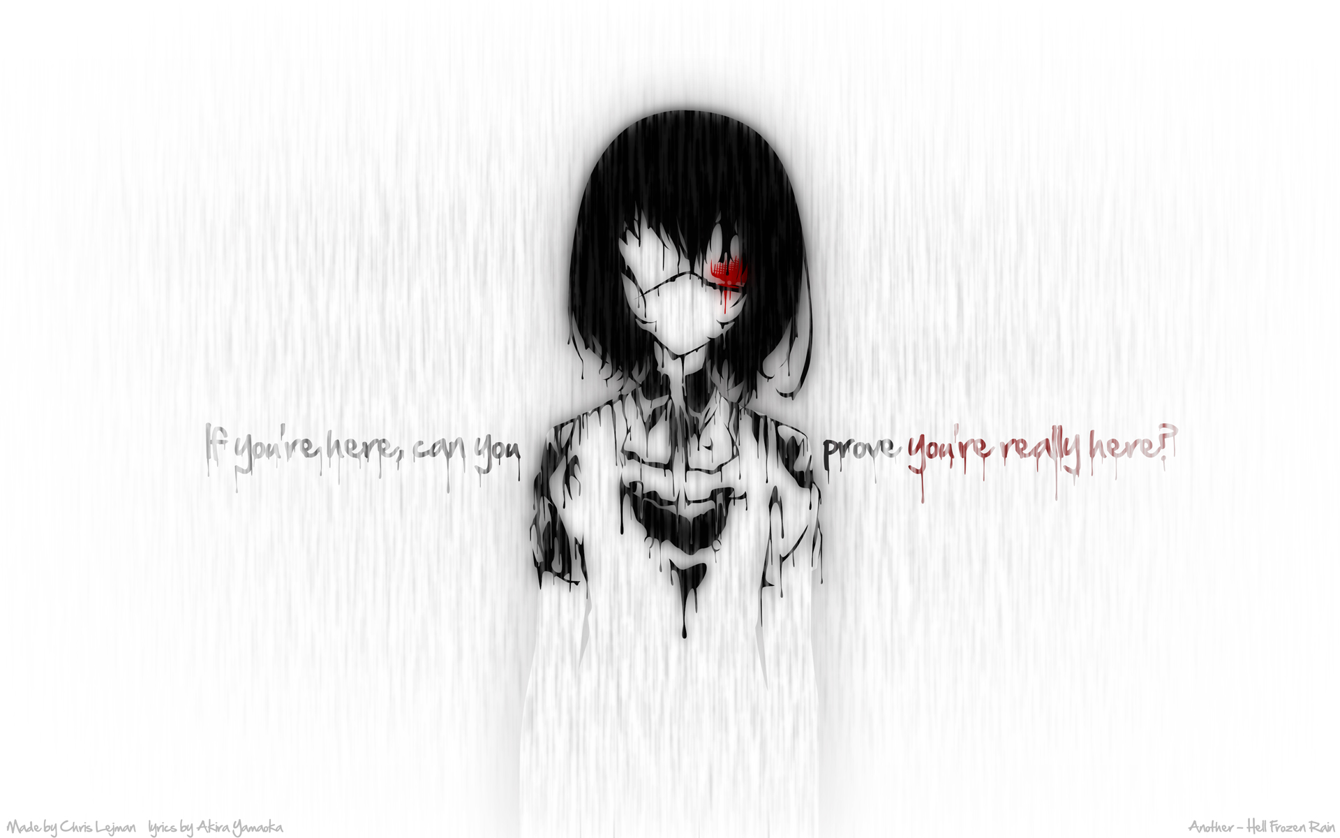 another anime wallpaper,facial expression,text,black hair,anime,drawing