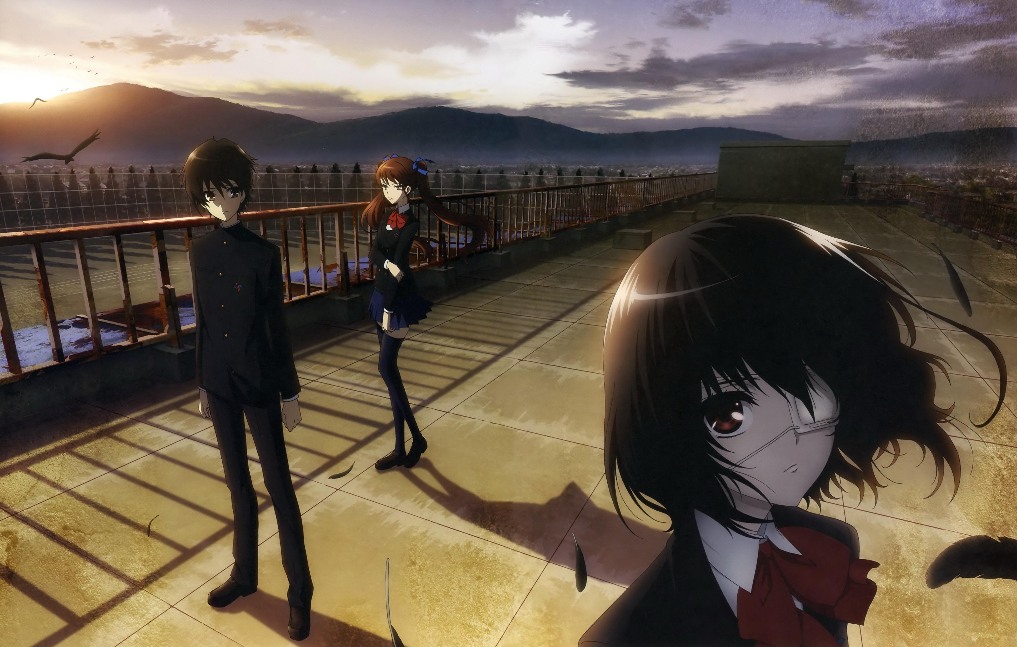 otro fondo de pantalla de anime,anime,cielo,cabello negro,cg artwork,captura de pantalla
