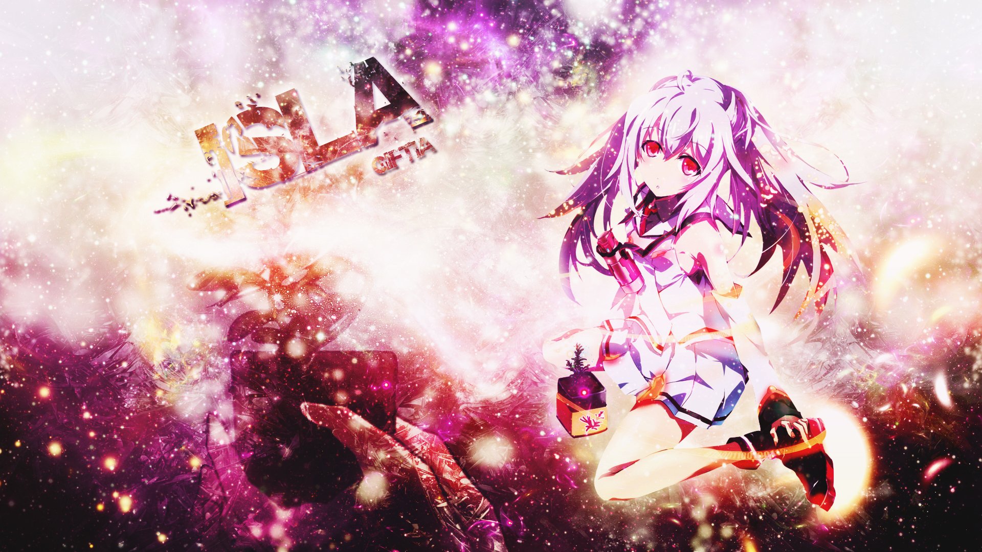 plastic memories wallpaper,cg artwork,anime,purple,violet,graphic design