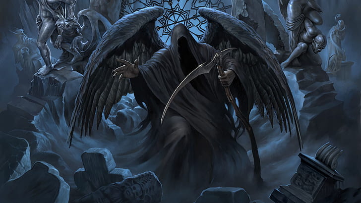 angel of death wallpaper,action adventure game,cg artwork,darkness,adventure game,demon