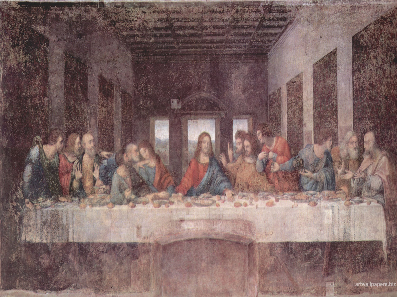 the last supper original painting by leonardo da vinci wallpaper,holy places,painting,art,history,textile