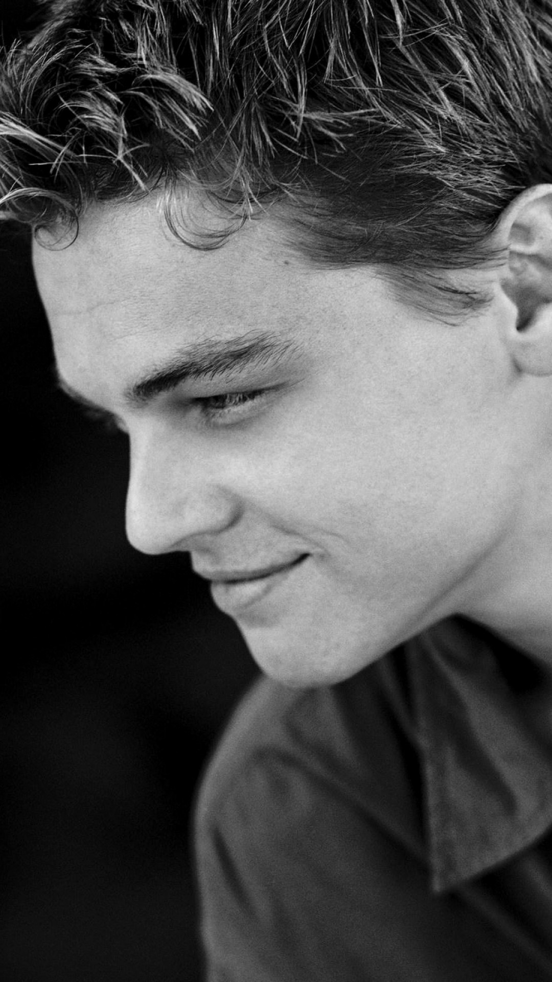 young leonardo dicaprio wallpaper,face,hair,photograph,facial expression,chin