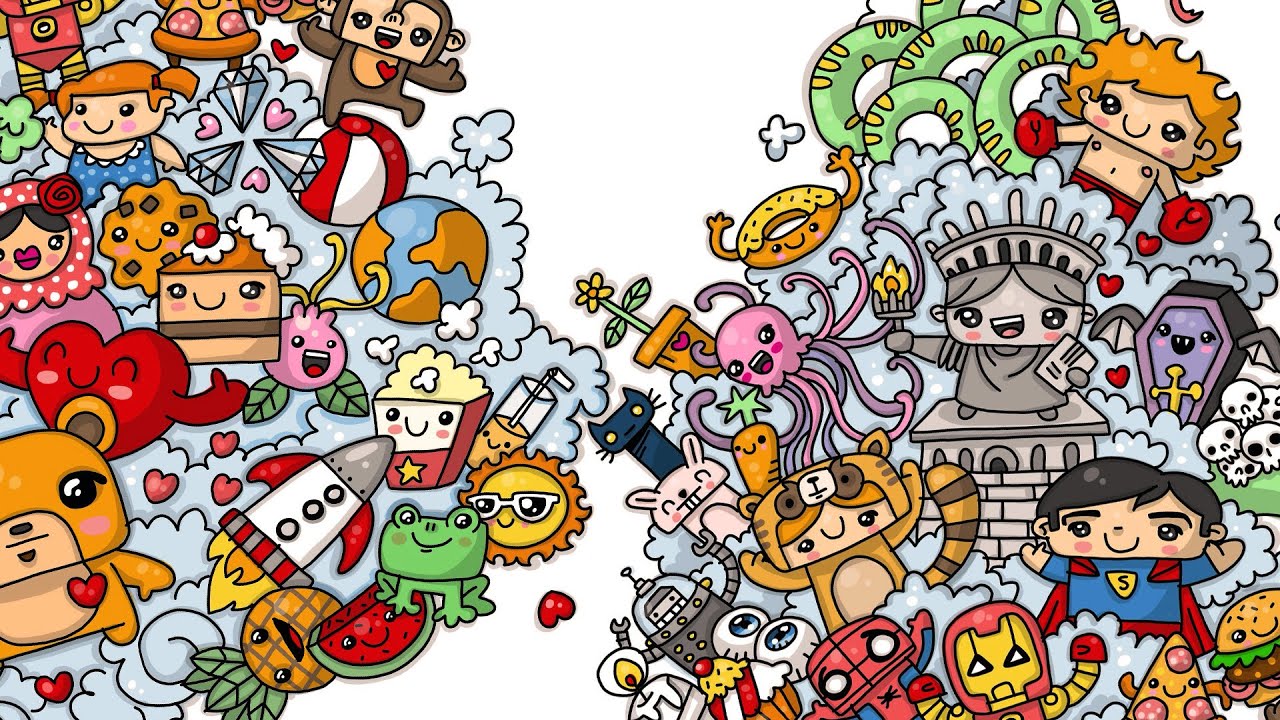 doodle art wallpaper,cartoon,organism,illustration,animated cartoon,coloring book