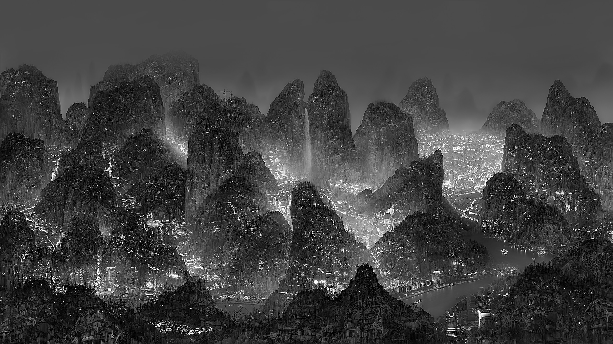 2550 x 1440 fond d'écran,la nature,noir,roche,noir et blanc,photographie monochrome