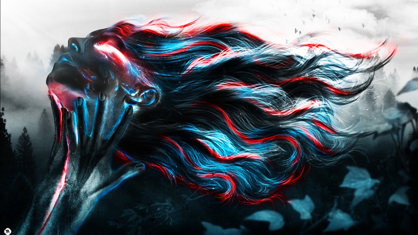 arte ragazza wallpaper hd,acqua,blu,rosso,disegno grafico,arte