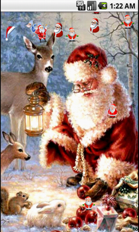 산타 클로스 라이브 배경 화면,산타 클로스,사슴,크리스마스,크리스마스 이브,야생 동물
