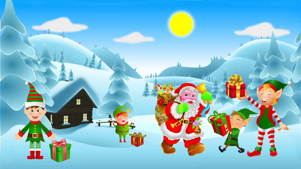 christmas wallpaper for kids,cartoon,santa claus,fictional character,christmas,illustration