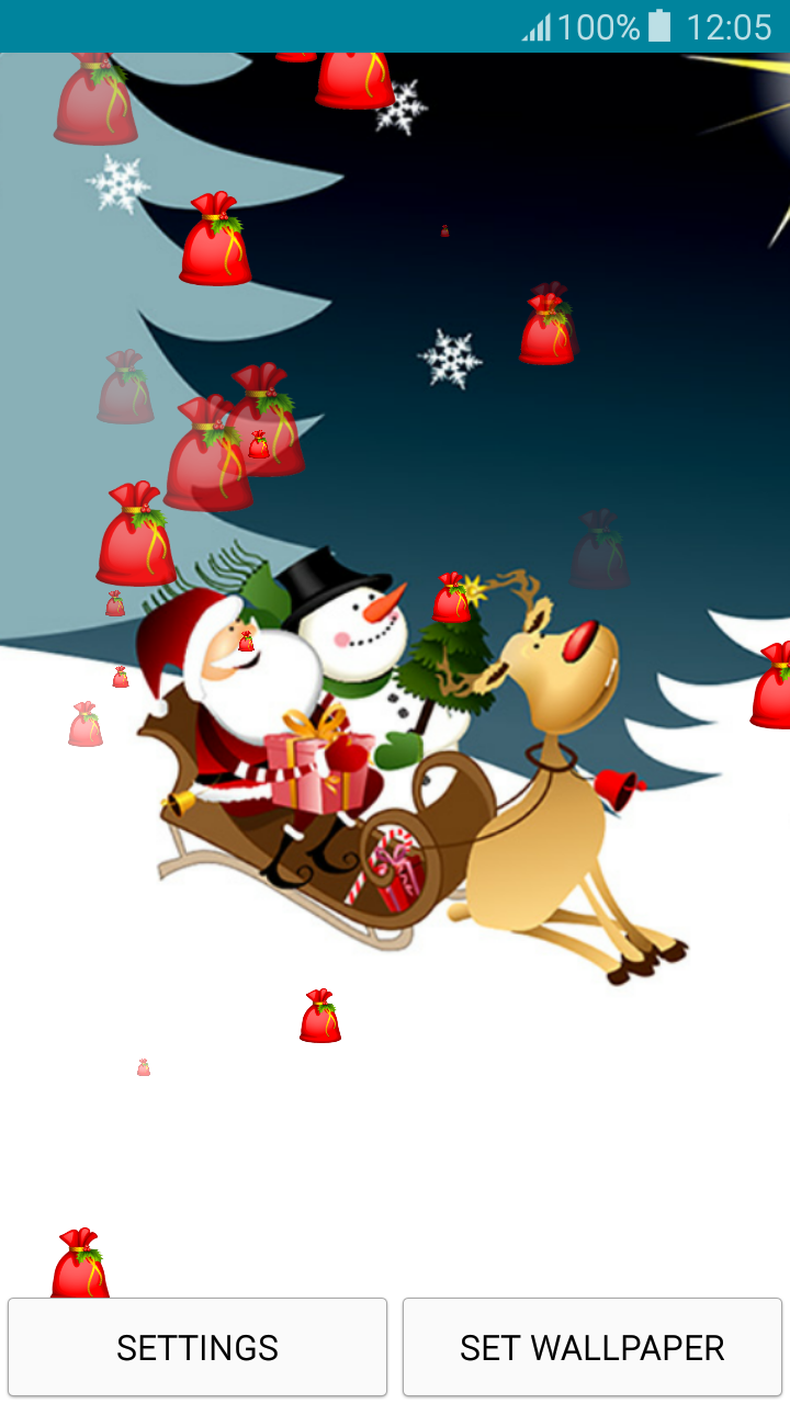 babbo natale live wallpaper,cartone animato,illustrazione,babbo natale,albero di natale,vigilia di natale