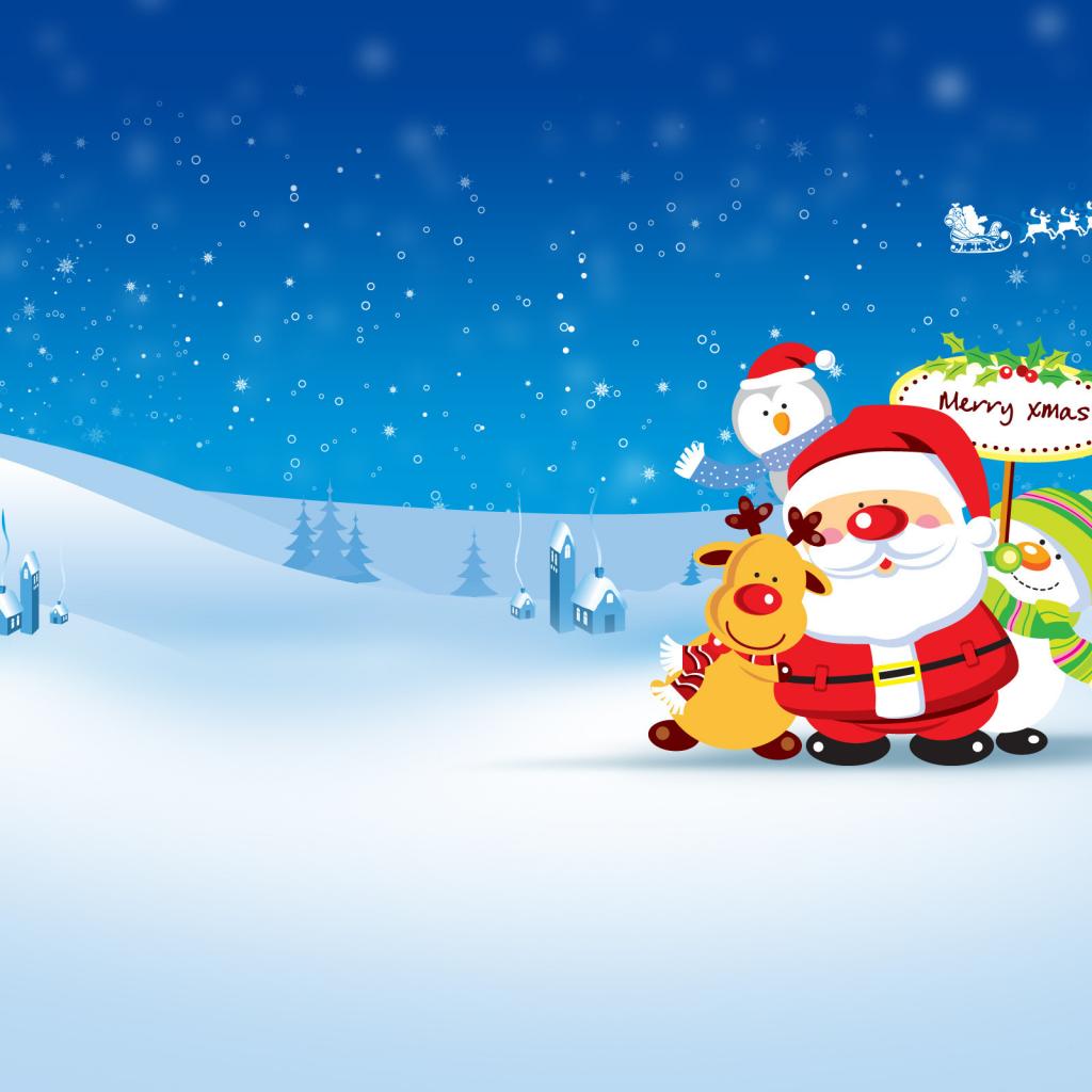 Santa Claus Ipad Wallpaper - Cute Christmas Background For Kids