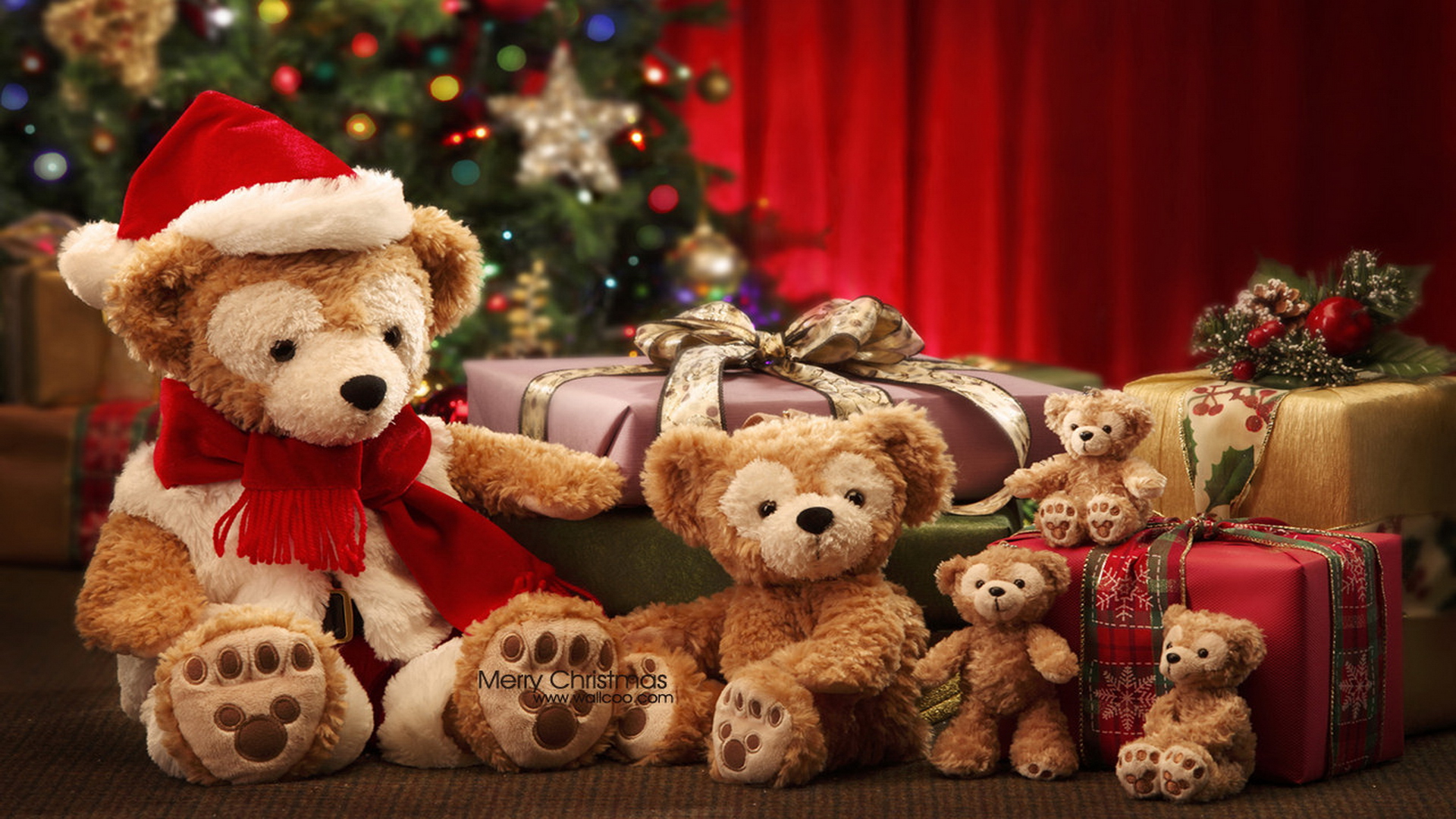 cute merry christmas wallpaper,teddy bear,stuffed toy,toy,plush,christmas eve