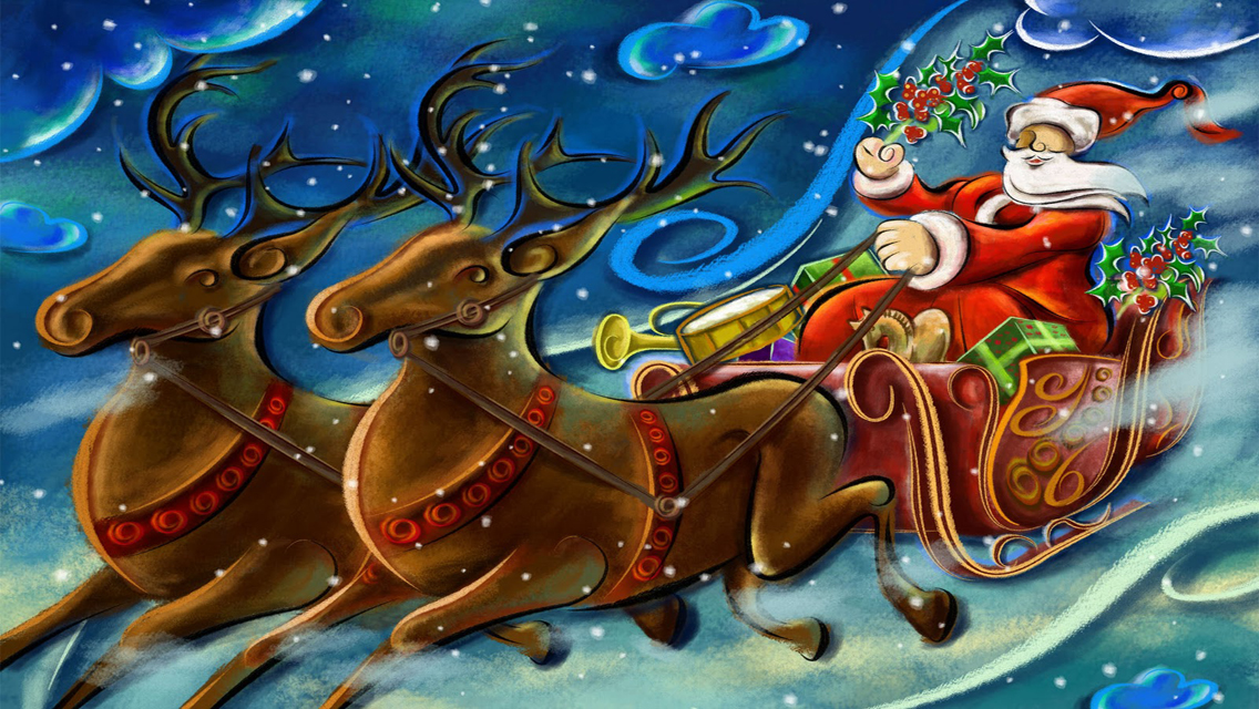 santa claus wallpaper hd,reindeer,art,santa claus,mythology,christmas eve