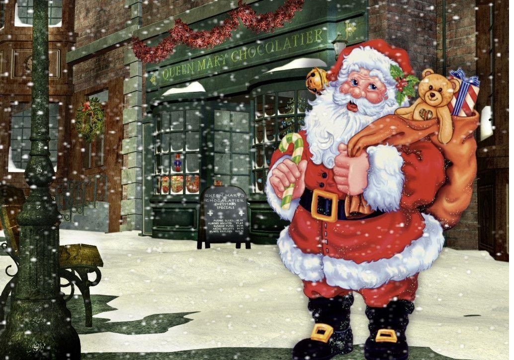 산타 클로스 벽지 hd,산타 클로스,눈,크리스마스 이브,크리스마스,겨울