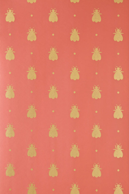 farrow and ball bumblebee wallpaper,arancia,giallo,rosa,modello,pesca