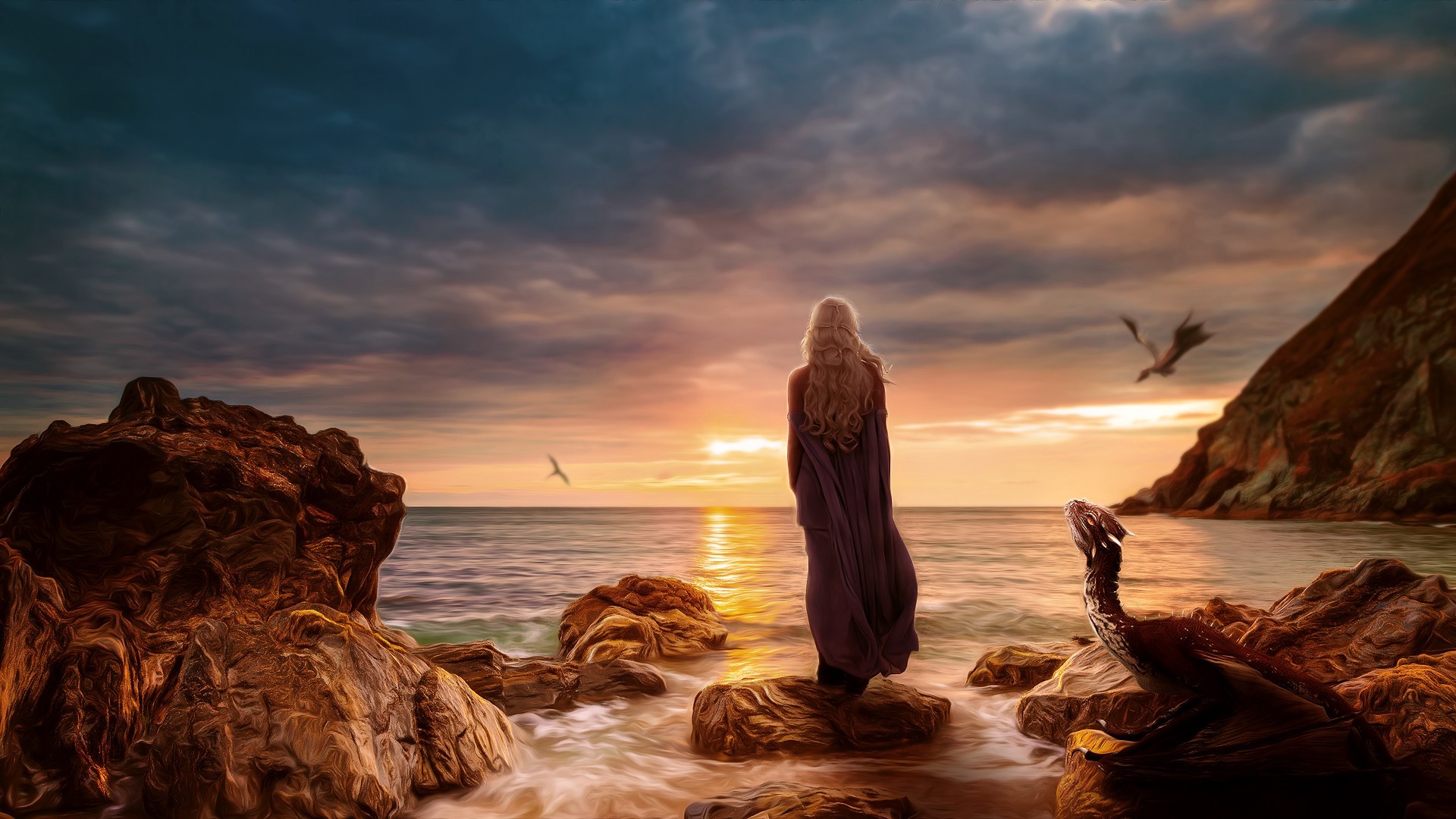 daenerys wallpaper hd,nature,sky,sea,horizon,rock