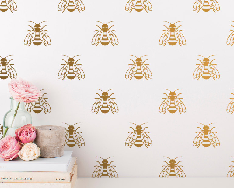 벽을위한 꿀벌 벽지,벽지,벽 스티커,벽,인테리어 디자인,폰트