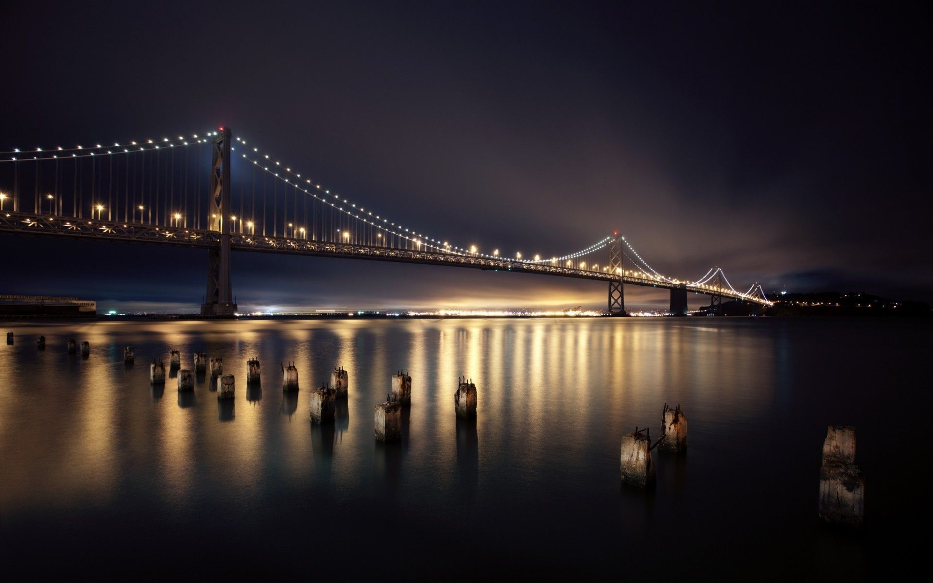 san wallpaper,bridge,cable stayed bridge,sky,water,night