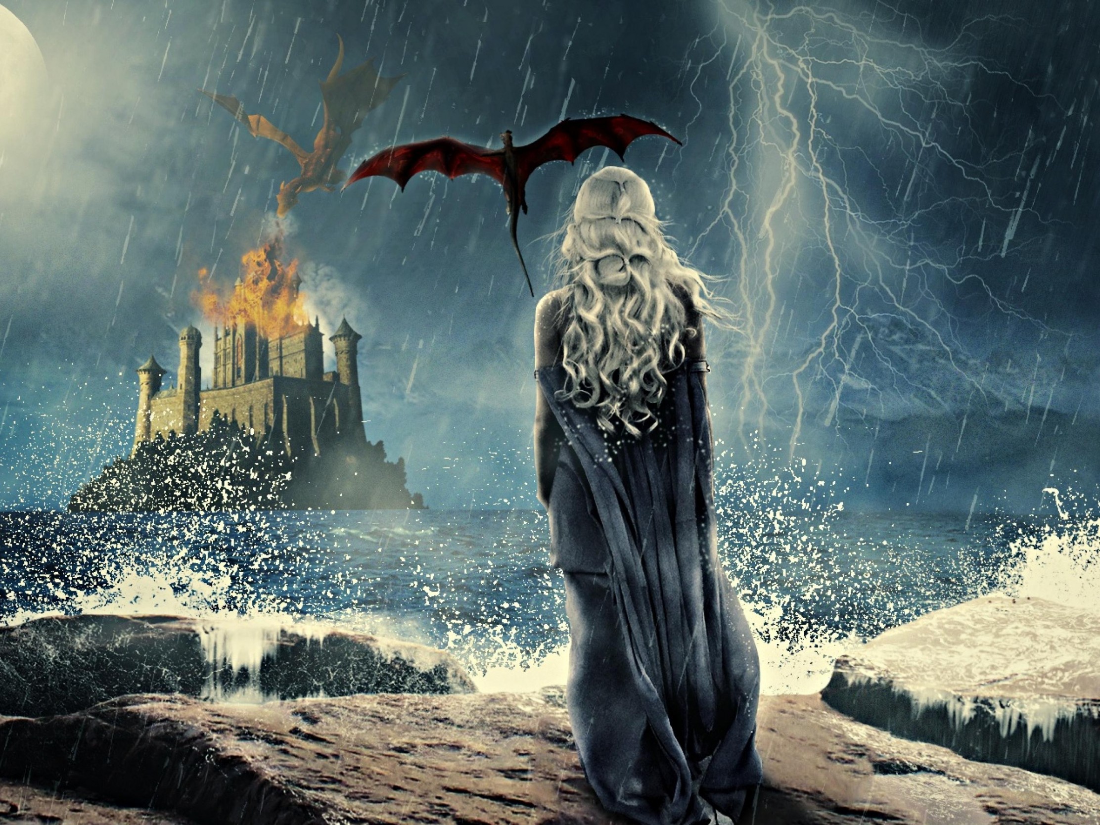 game of thrones ipad wallpaper,cg artwork,fictional character,mythology,digital compositing,sky