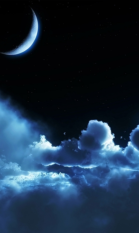 밤 달 벽지 hd,하늘,분위기,낮,구름,푸른