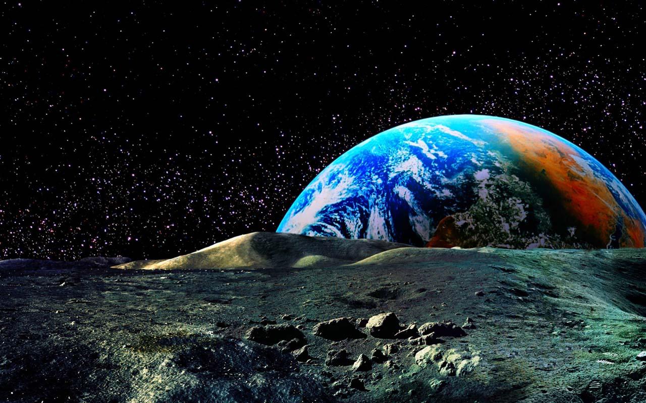 fond d'écran 3d lune,planète,cosmos,terre,atmosphère,objet astronomique