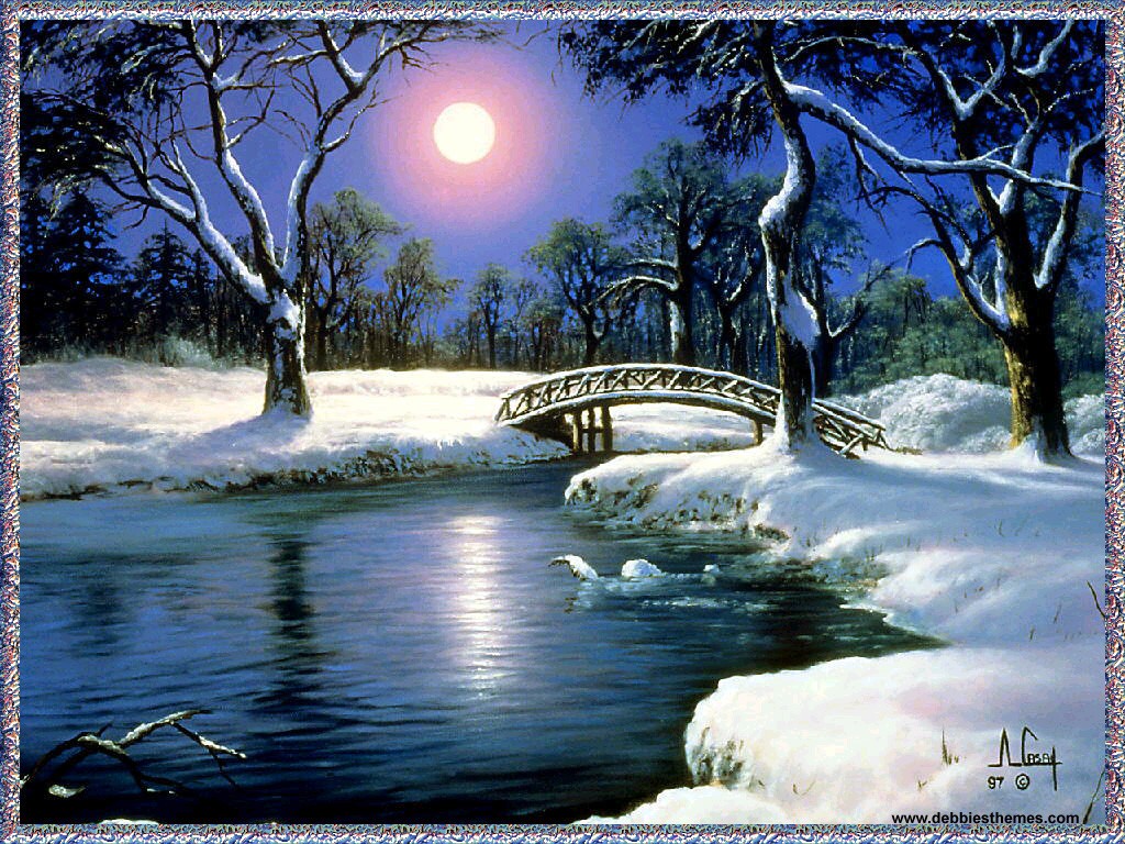 animated winter wallpaper,natural landscape,nature,moonlight,sky,winter