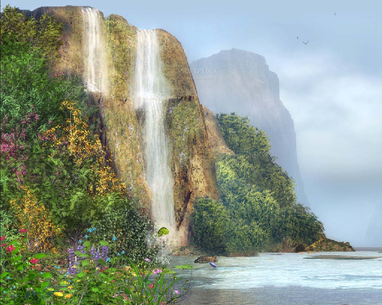 carta da parati a cascata animata,cascata,paesaggio naturale,corpo d'acqua,natura,risorse idriche