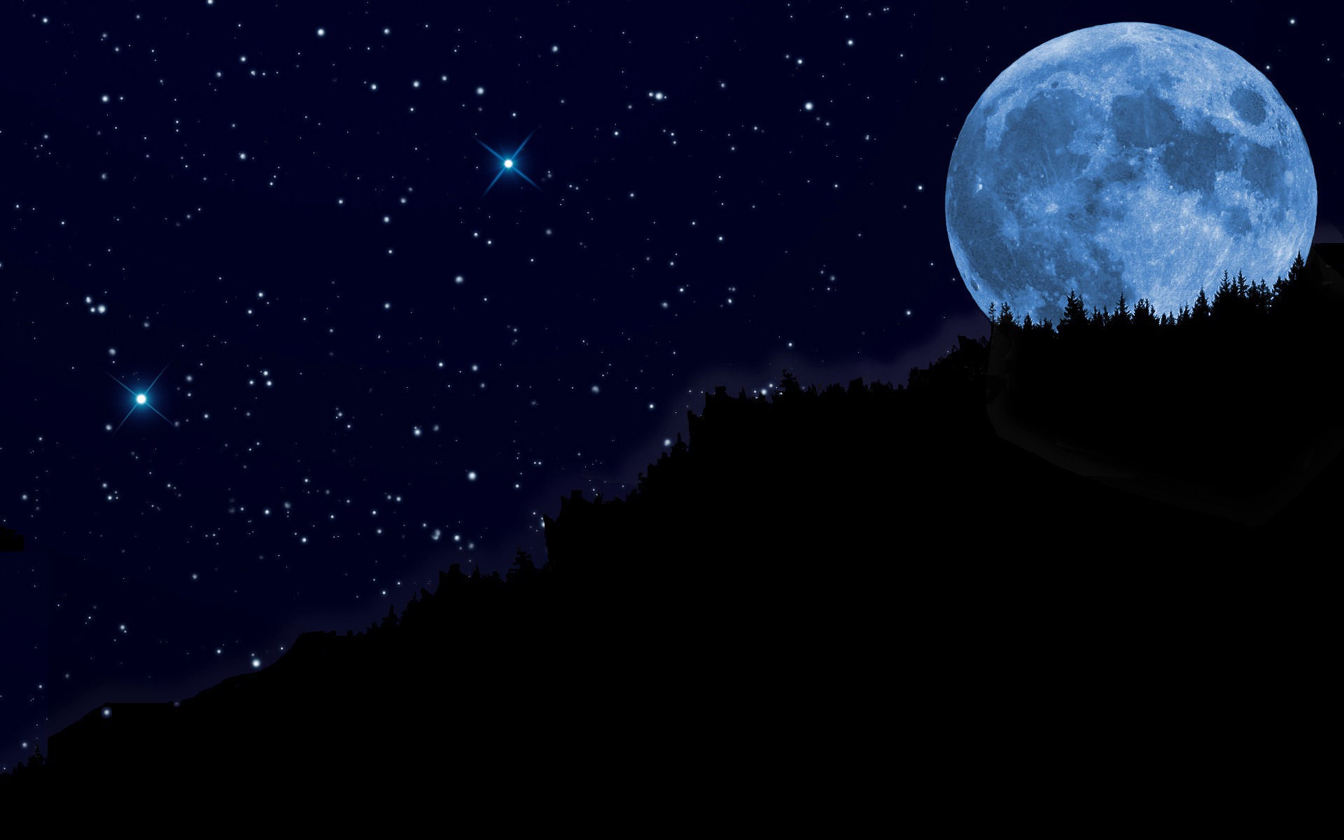 푸른 달 벽지,하늘,자연,달,월광,천체