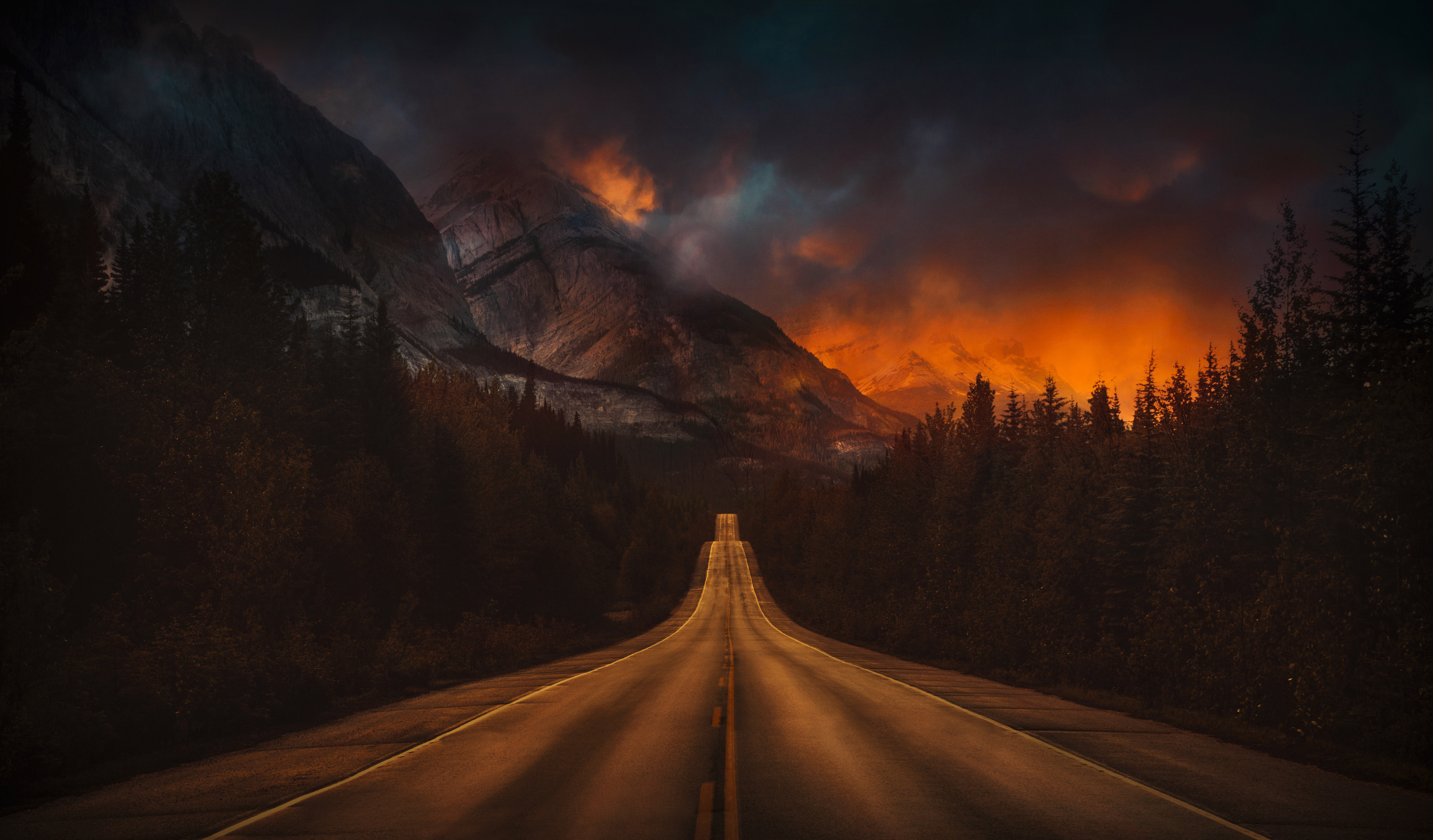 night nature wallpaper,sky,nature,road,geological phenomenon,natural landscape