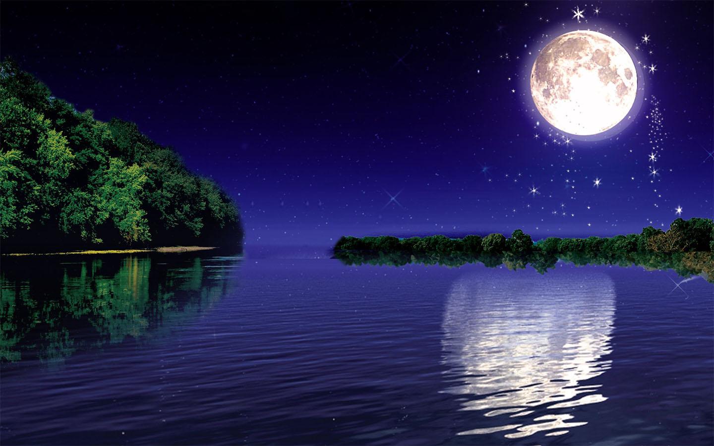 beautiful moon wallpaper,sky,nature,natural landscape,moonlight,reflection