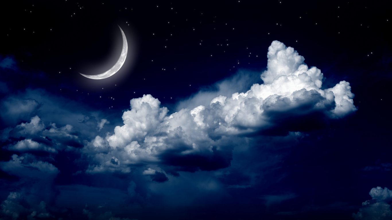 美しい月の夜の壁紙,空,雲,自然,雰囲気,青い
