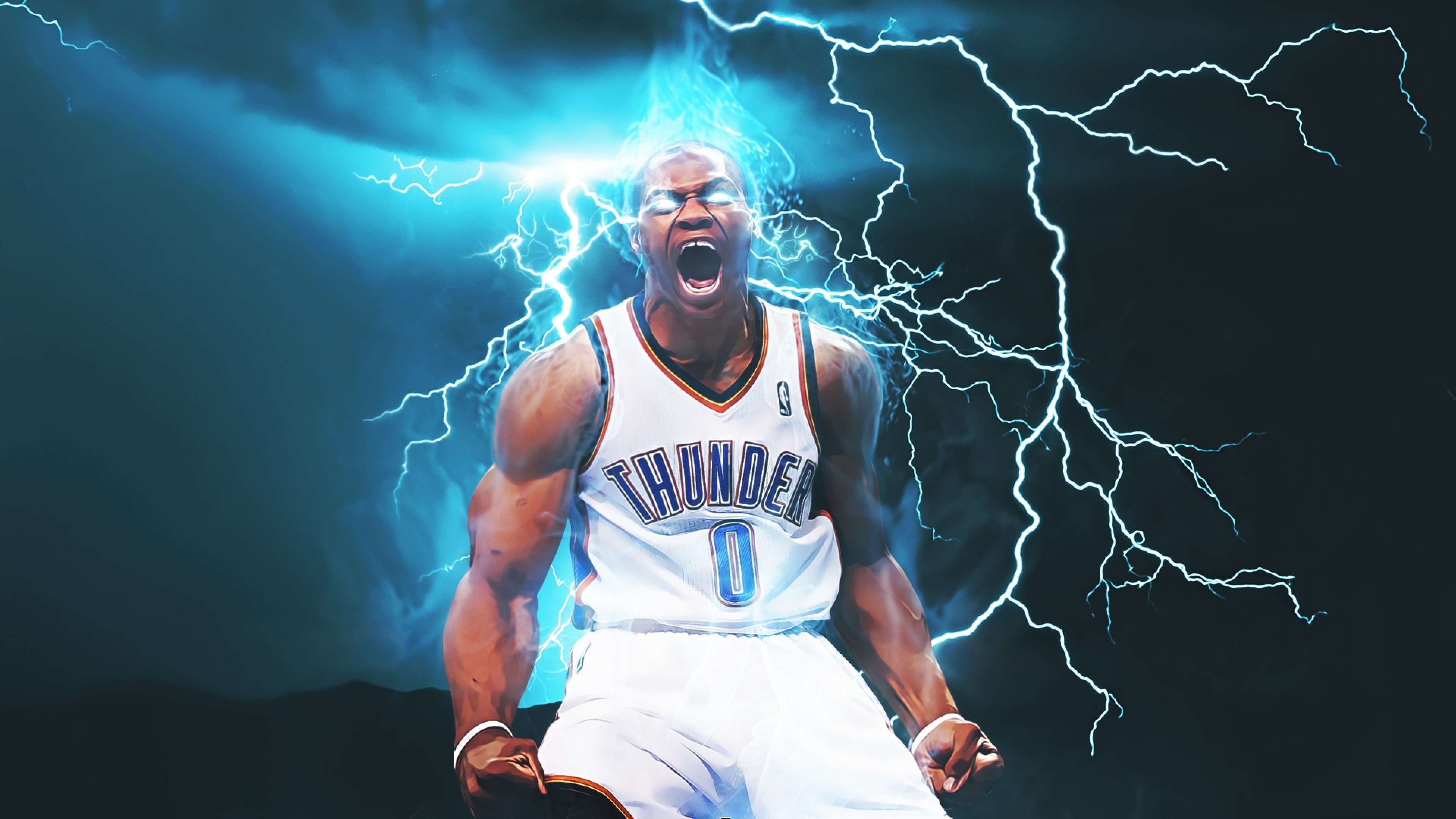 westbrook hd wallpaper,basketball player,lightning,thunder,muscle,human