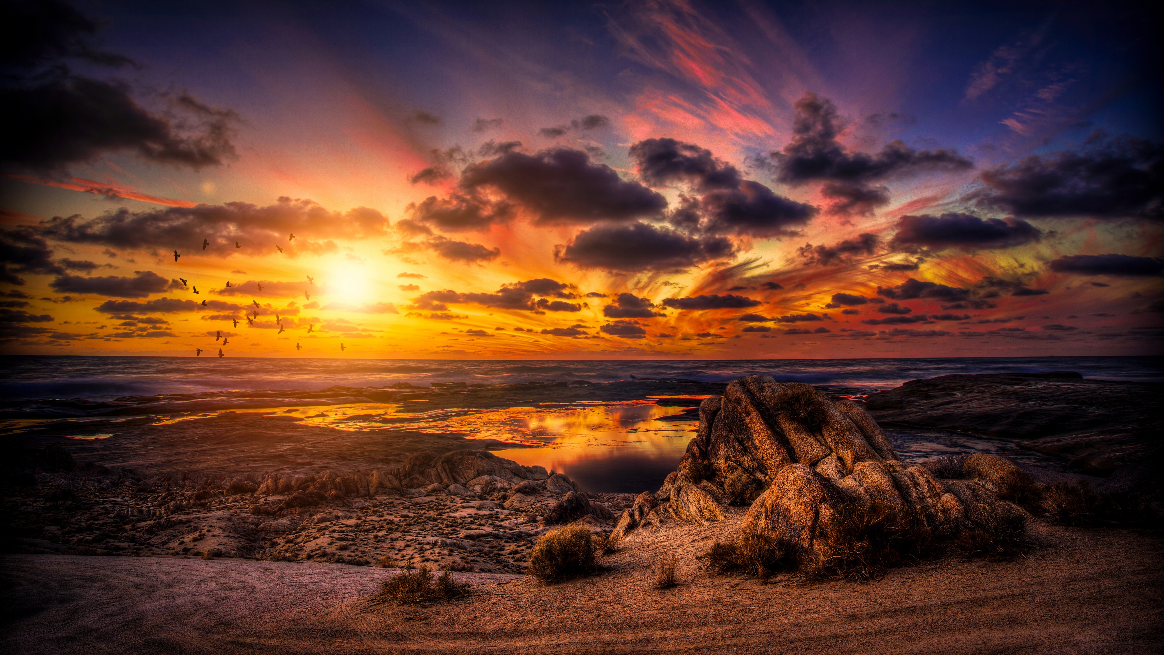 fond d'écran nuages ​​coucher de soleil,ciel,la nature,paysage naturel,horizon,le coucher du soleil