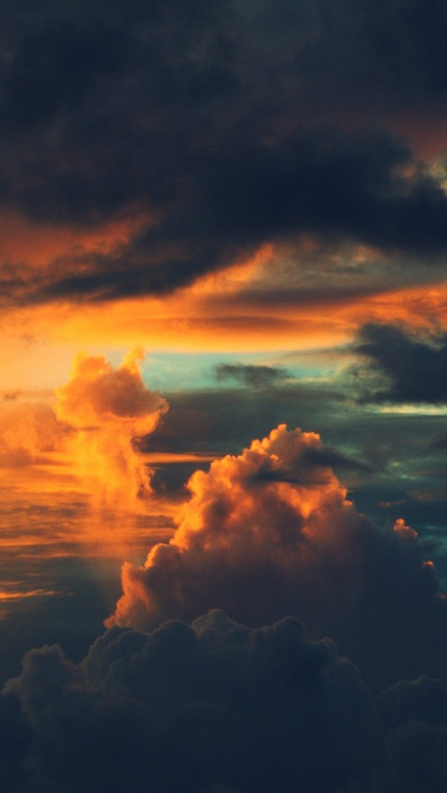 夕焼け雲の壁紙,空,雲,残照,地平線,昼間
