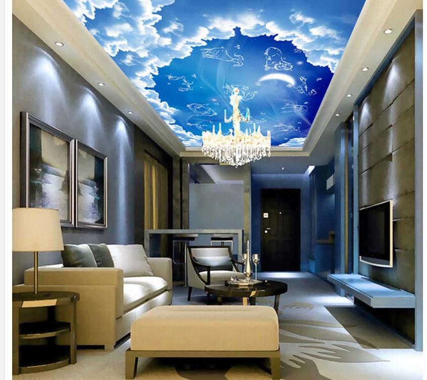 벽을위한 하늘 벽지,천장,인테리어 디자인,방,거실,벽