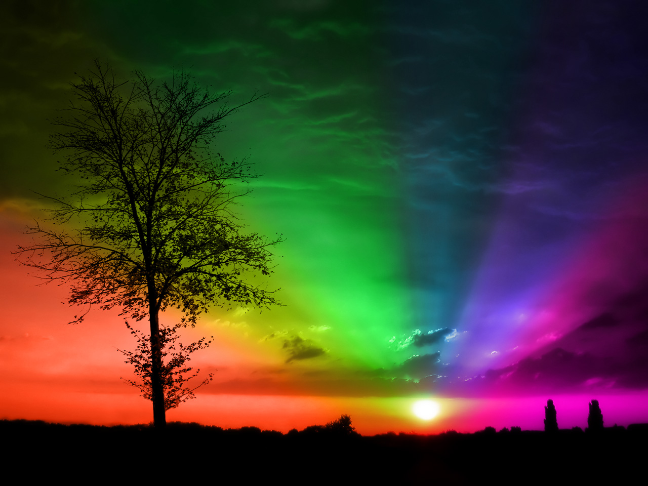 rainbow desktop wallpaper,sky,aurora,nature,natural landscape,afterglow