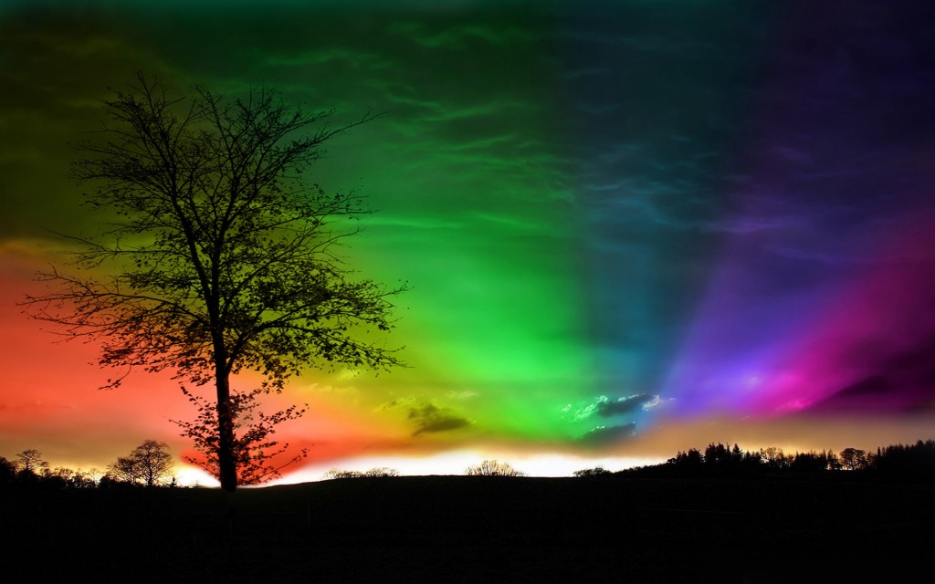 rainbow desktop wallpaper,sky,aurora,nature,natural landscape,cloud