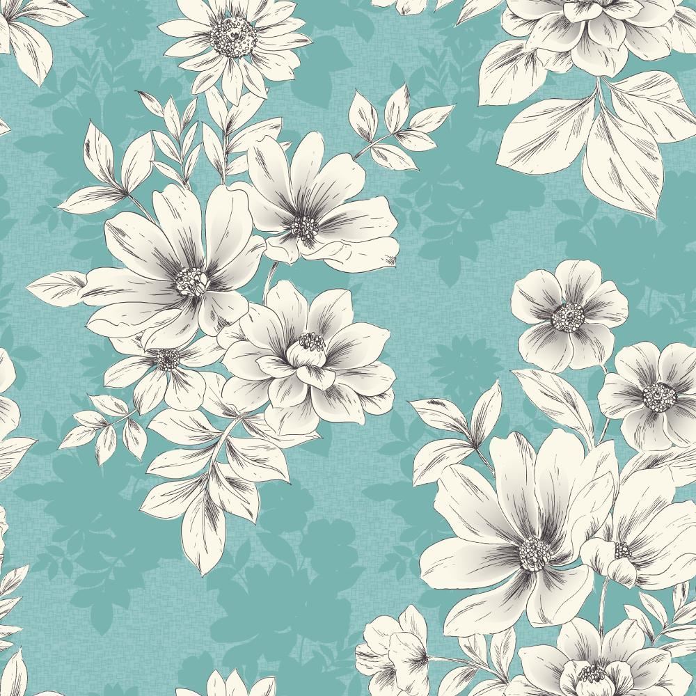 teal flower wallpaper,pattern,flower,petal,plant,botany
